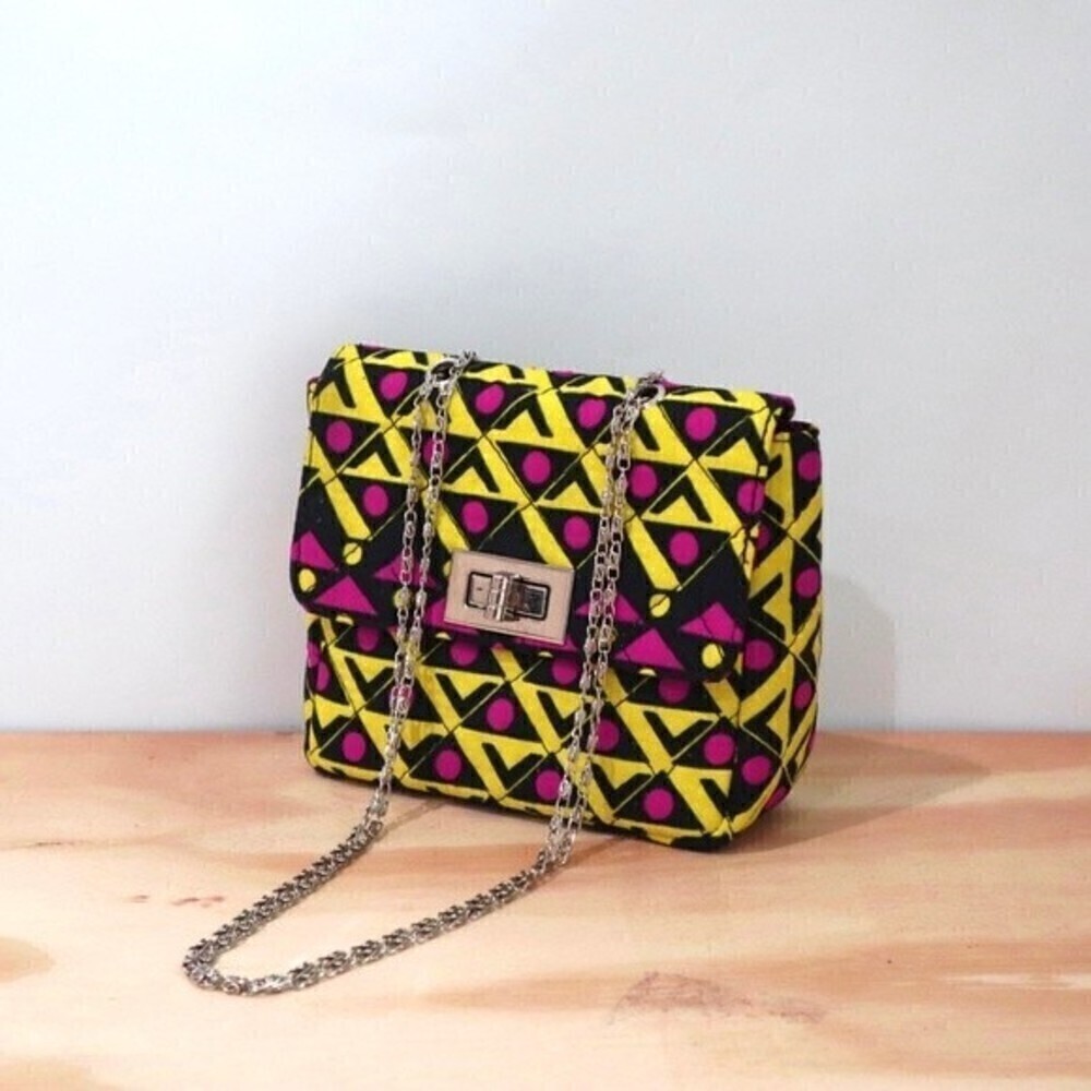 Minimalist Mini Bag‎ Purse Clutch Yellow and Fuschia - Picture 3 of 6